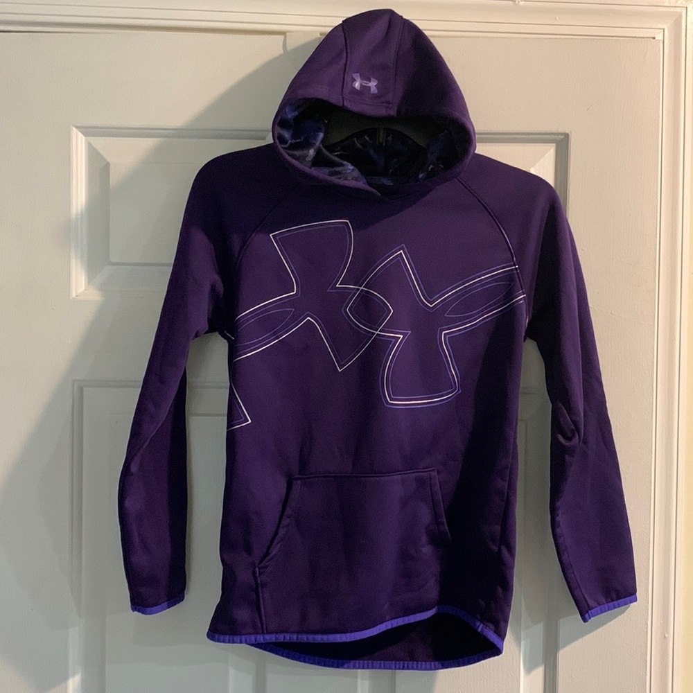 Under Armour, Purple, Hoodie / Sweatshirt, Youth Large, ColdGear